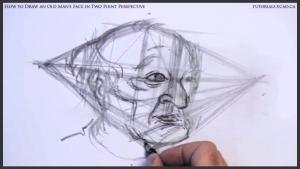 learn how to draw an old man's face in two point perspective 021