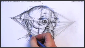 learn how to draw an old man's face in two point perspective 026